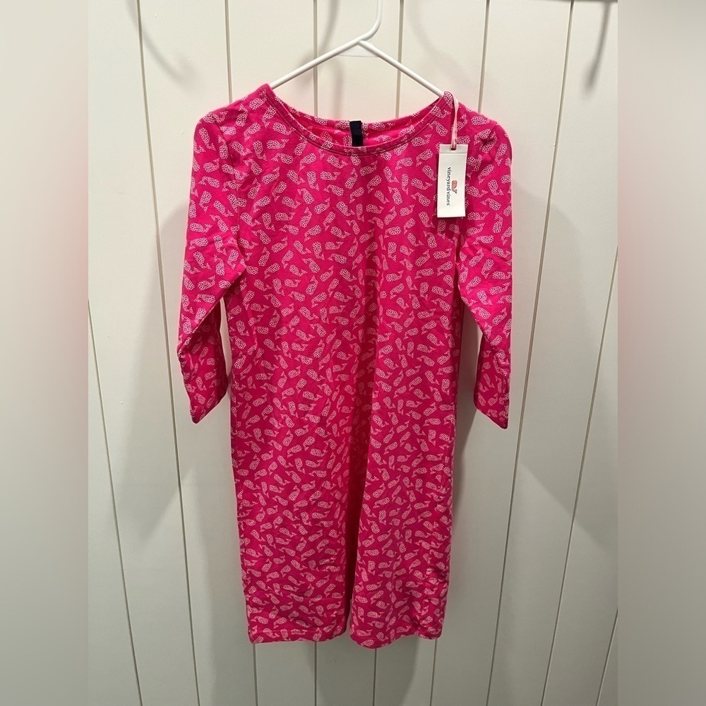 VINEYARD VINES GIRLS DRESS SIZE‎ 16 Pink Whale NEW Rhododendron 3/4 School Knee